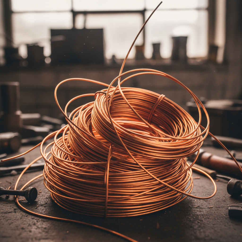 Copper wire scrap showing clean recyclable copper material