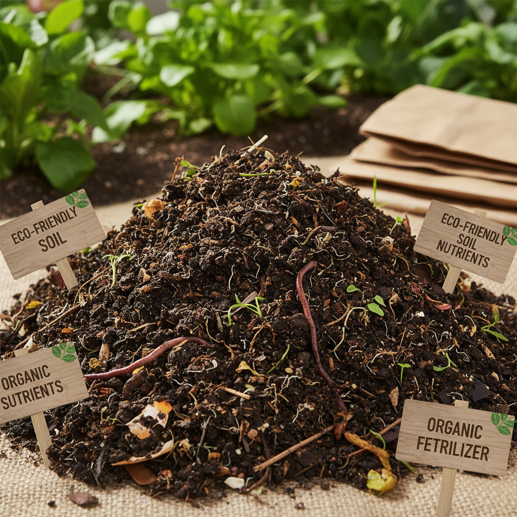 Organic compost showing eco-friendly soil nutrients