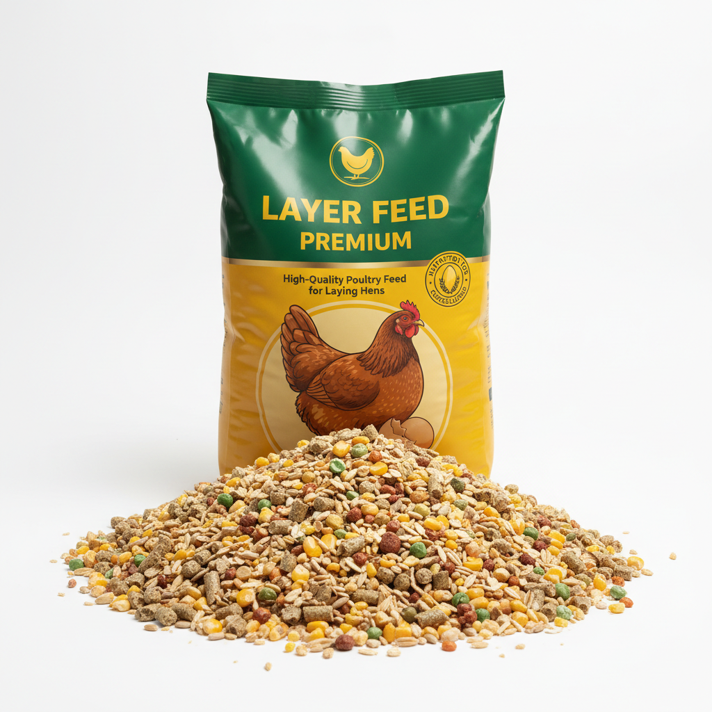 Layer chicken feed showing high-protein poultry nutrition