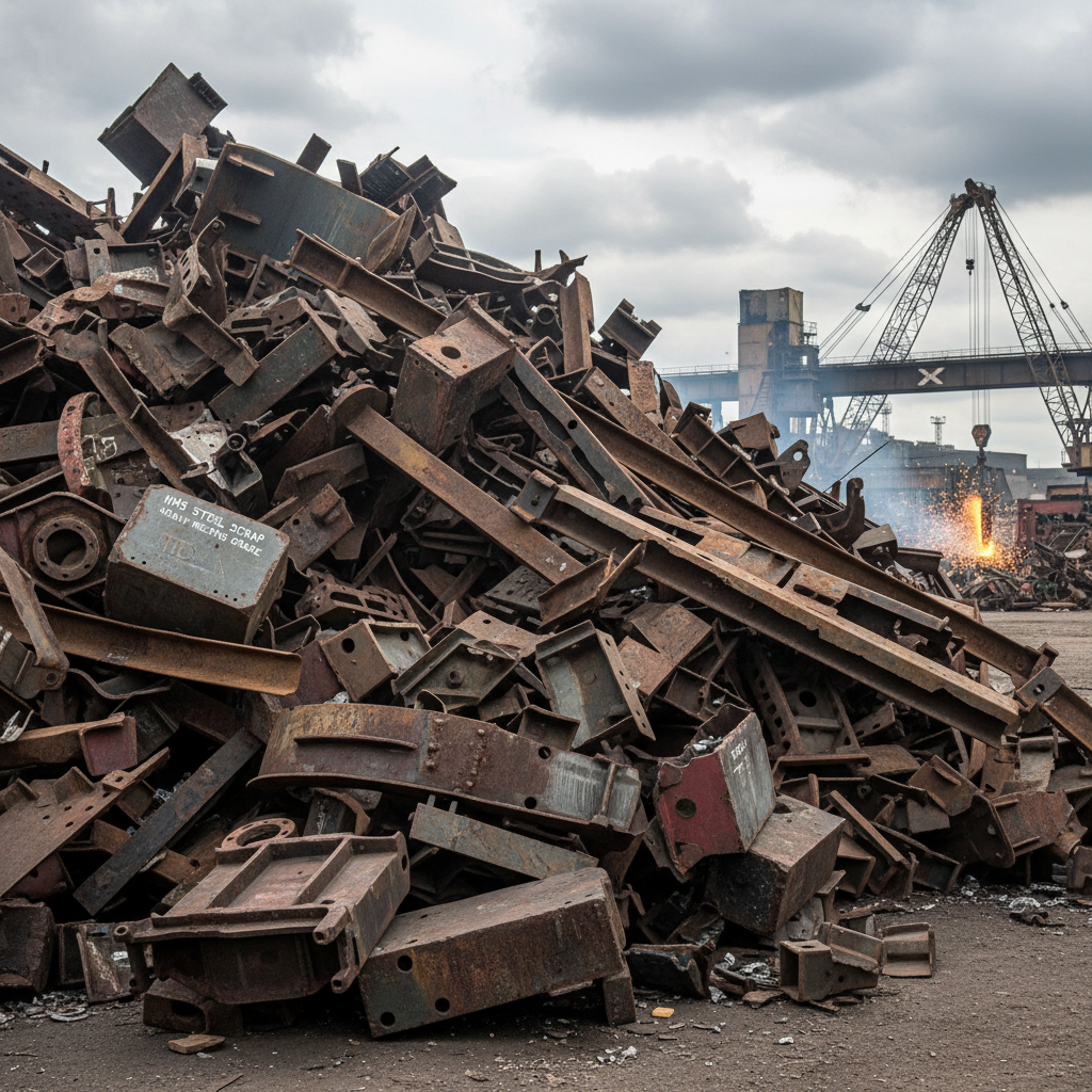 HMS iron scrap showing heavy melting steel for recycling