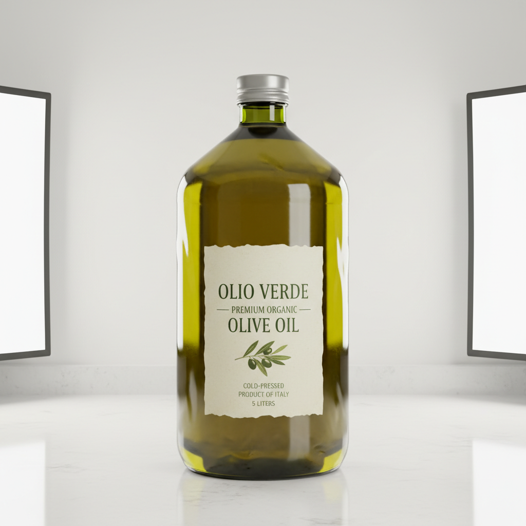 Premium olive oil bottle showing high-quality Mediterranean oil