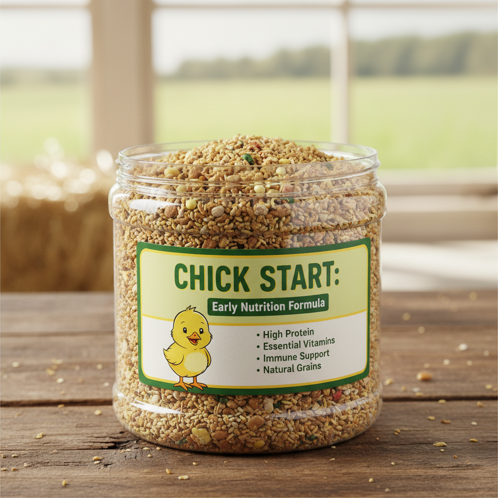 Starter chicken feed for young chicks showing early nutrition