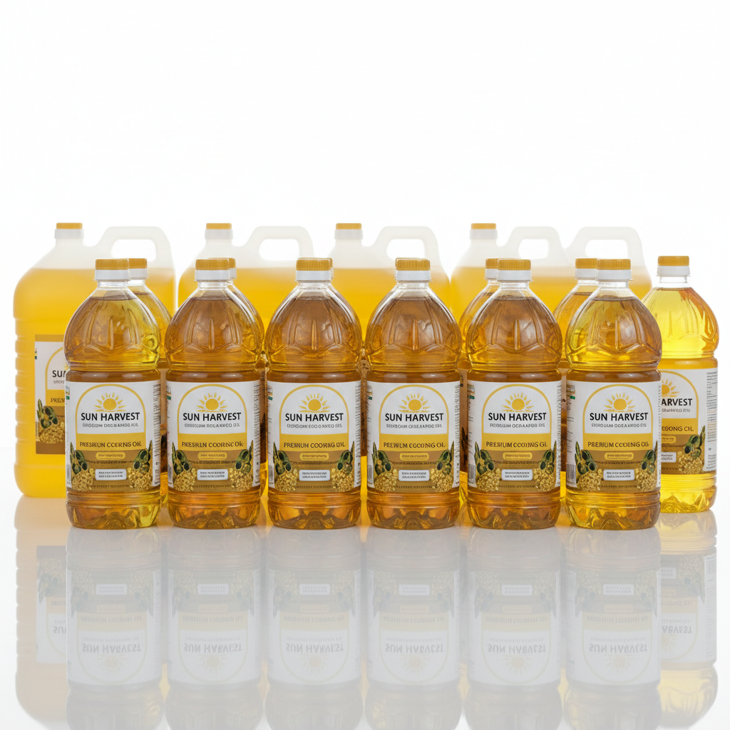 Various cooking oil bottles arranged showing different oil types